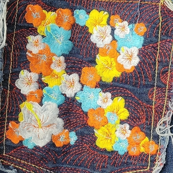 High Waist Wide Leg Button Fly  Embroidered  Jeans Size W30 L31 Designer… - Picture 10 of 12